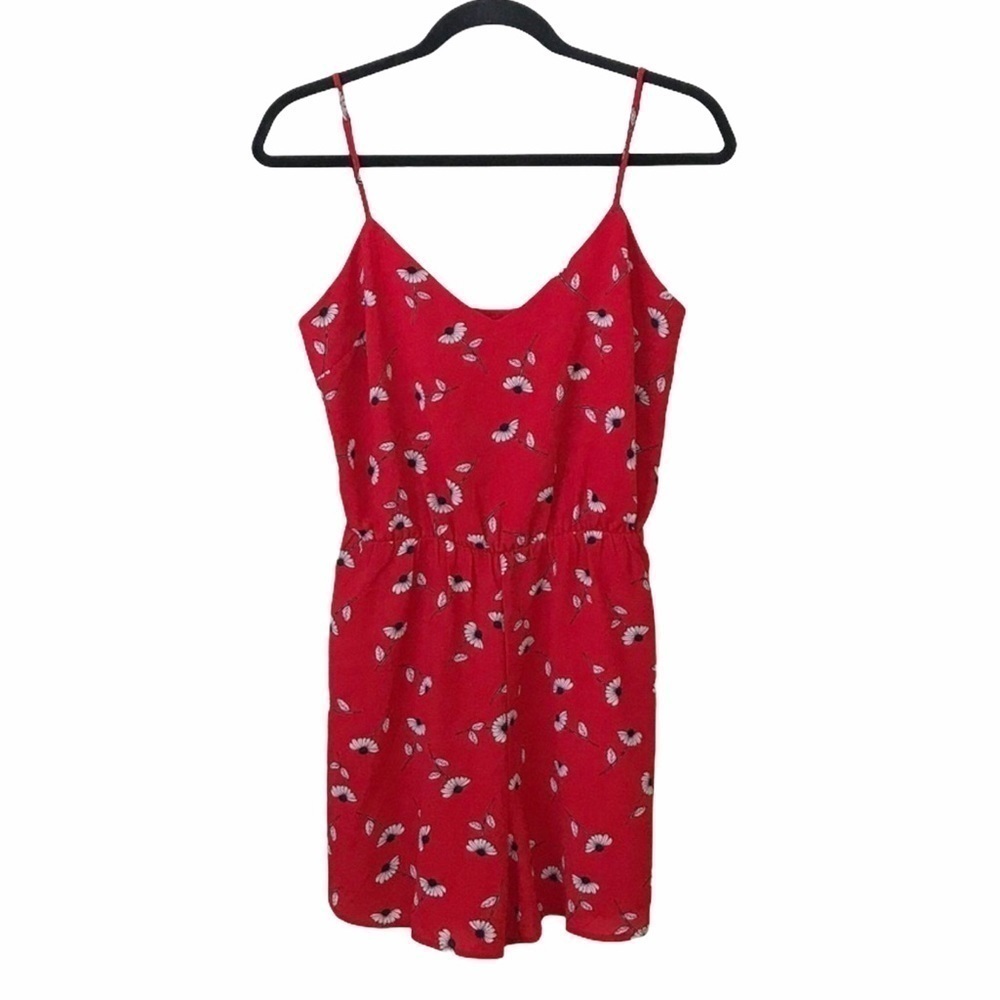 Stradivarius Red Floral Print Romper Playsuit